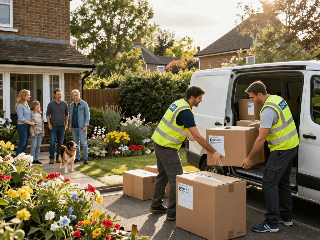 Removals London team efficiently loading boxes for a stress-free move.