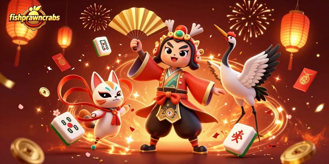 Experience the thrill of fishprawncrabs with unique kabuki warriors and festive game elements.