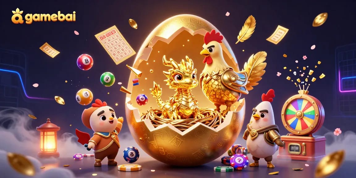 Experience agamebai's thrilling casino atmosphere featuring a baby dragon amidst poker chips and lottery excitement.