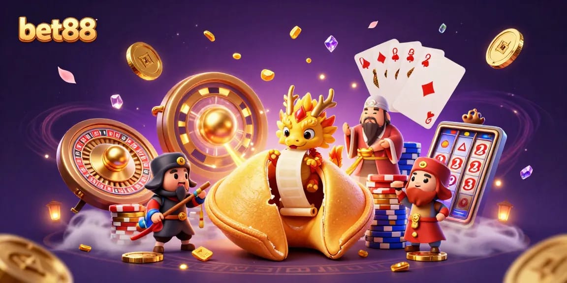 Experience the excitement at bet88 with golden treasures and dynamic casino elements.