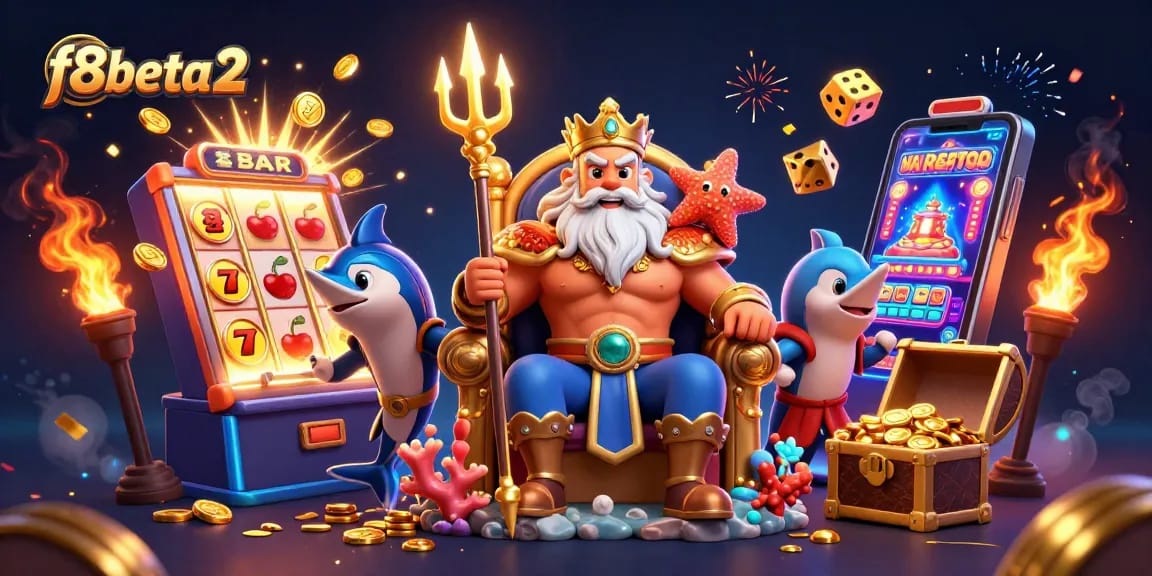 Experience vibrant casino excitement with f8beta2 as Neptune and friends celebrate big wins!
