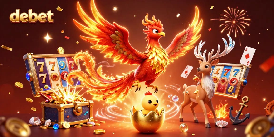 Engage with debet gaming strategies featuring a dynamic phoenix scene with exciting slot elements.