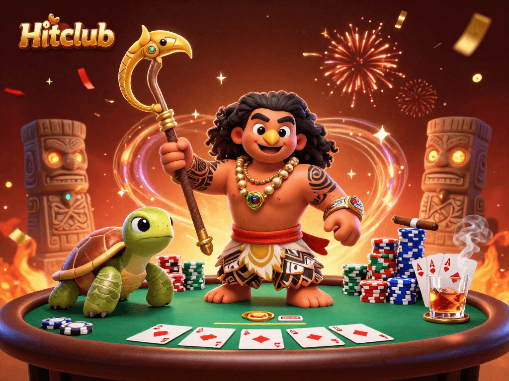 Join Hitclub in an exciting poker battle with vibrant characters and dynamic casino elements.