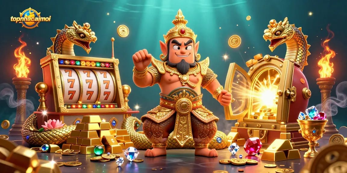 Spin to win at topnhacaimoi with vibrant slot reels and golden treasures.