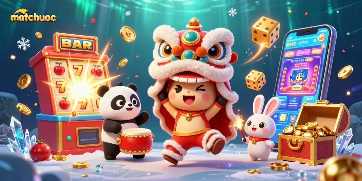 Experience matchuoc's vibrant casino world with lion dance and jackpot excitement.