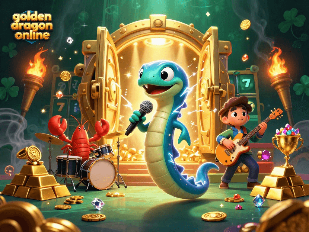 Experience the allure of golden dragon online with vibrant slot elements and lively characters in an underwater casino scene.