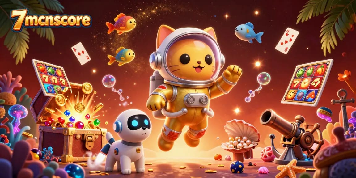 Engage with 7mcnscore to discover animated slot adventures featuring a cat and dog in a cosmic treasure hunt.