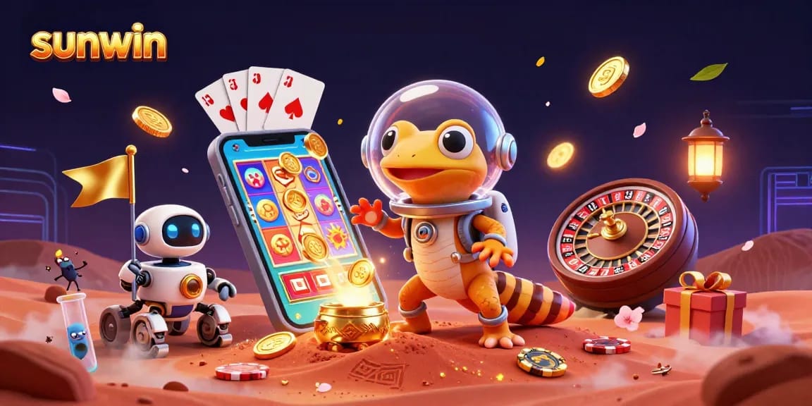 Play thrilling slot games at sunwin while exploring a golden Martian casino with unique characters.