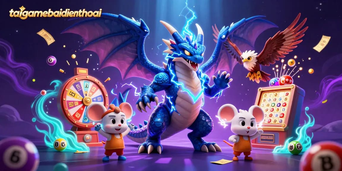 Engage with taigamebaidienthoai through a vibrant lottery-themed scene merging dynamic elements.