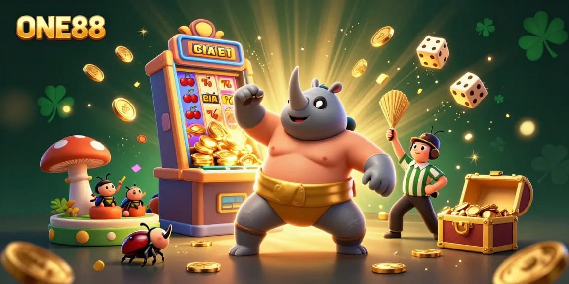Experience the thrill of ONE88 with dynamic slot wins and engaging gameplay, featuring vibrant 3D characters and exciting elements.