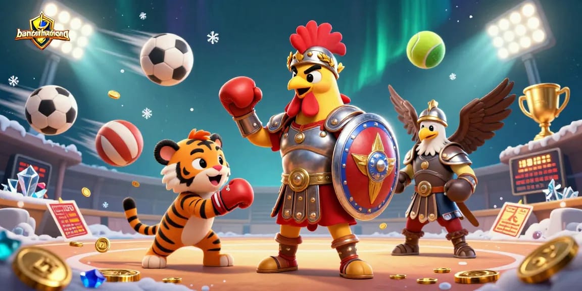 Bancathanrong energizes gamblers with epic illustrations of a gladiator rooster, sports elements, and winnings