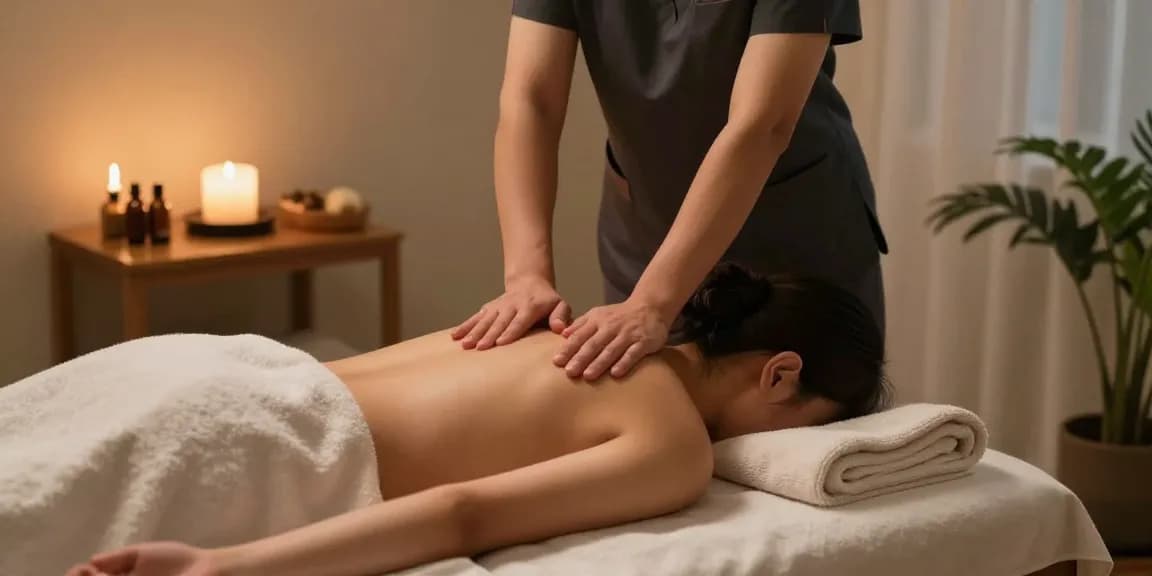 Professional 출장안마 session in a calming home environment with therapist and client.