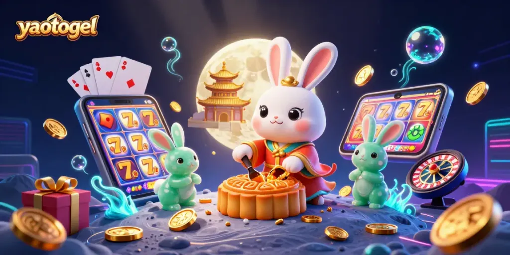 Experience the excitement of yaotogel with a vibrant scene featuring casino elements and folklore characters!