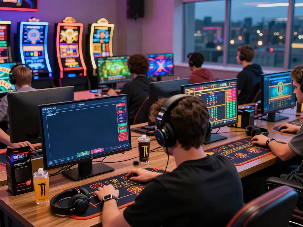 Engaged players enjoying games at 9bet.com in a modern gaming room.