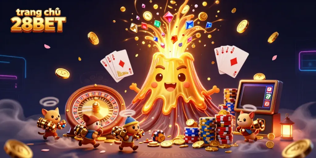 Engage with the thrilling world of trang chủ 28BET as golden treasures erupt from a victorious volcano.