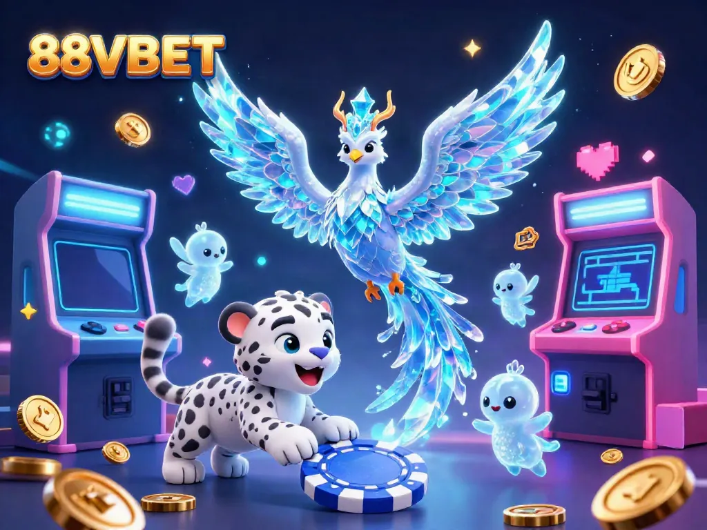 Engage with interactive gaming fun at 88VBET amidst vibrant casino-themed elements.
