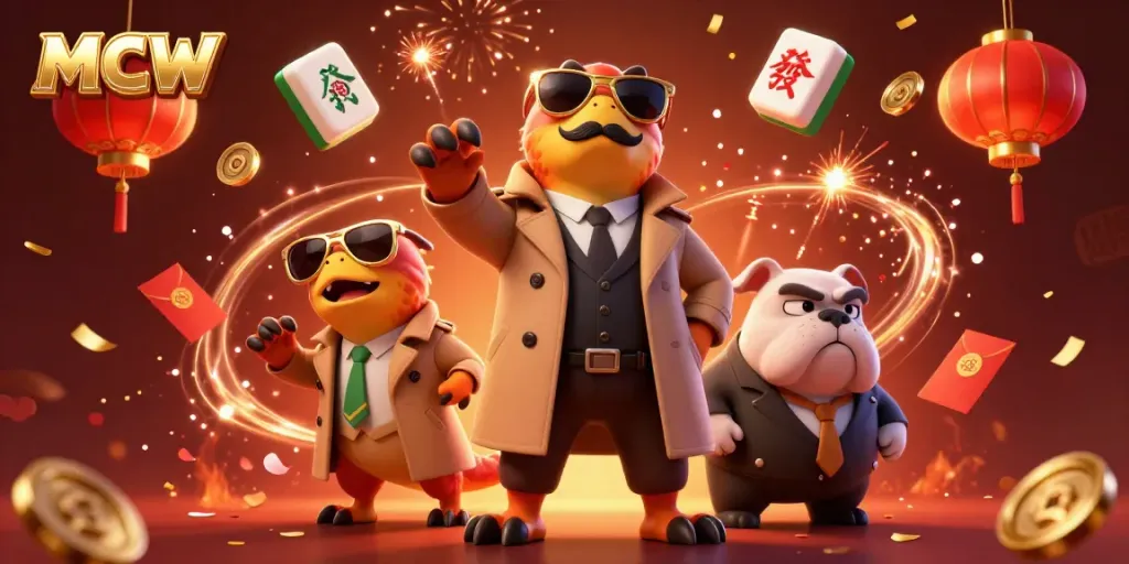 Join the fun at MCW as raptors in disguise attempt to enter a VIP casino, surrounded by festive gaming elements.
