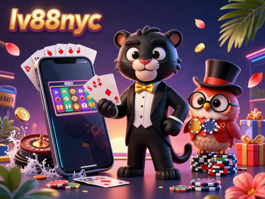 Experience the excitement of lv88nyc with a stylish panther dealer, poker chips, and vibrant slot games.