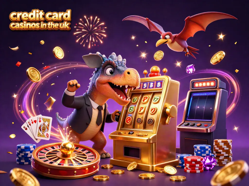 Watch a pachycephalosaurus celebrate at credit card casinos in the UK with jackpot coins flying.