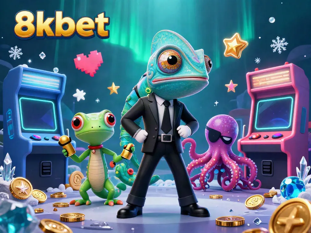 Engage with thrilling 8xbet gaming, featuring dynamic cartoon characters in an underwater casino scene.