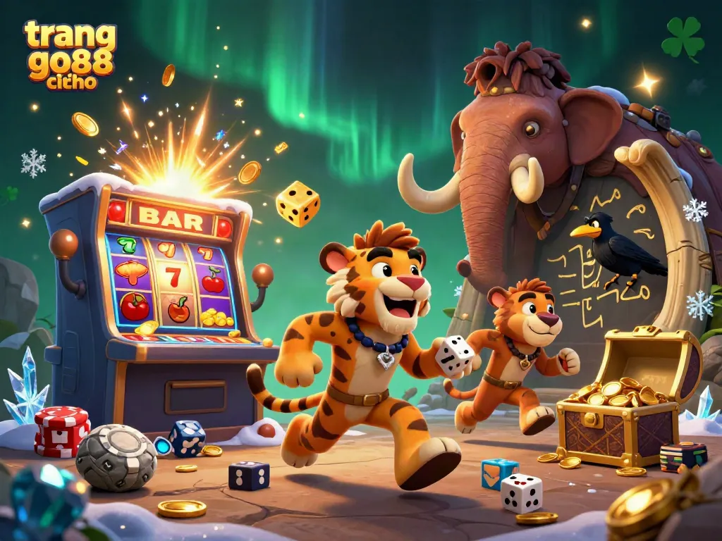Experience excitement at trang go88 chính with our engaging prehistoric casino scene full of vibrant gaming elements.