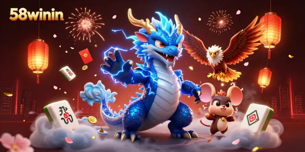 Bet big at 58winin with electrifying wins under the thunder dragon and glowing hawk.