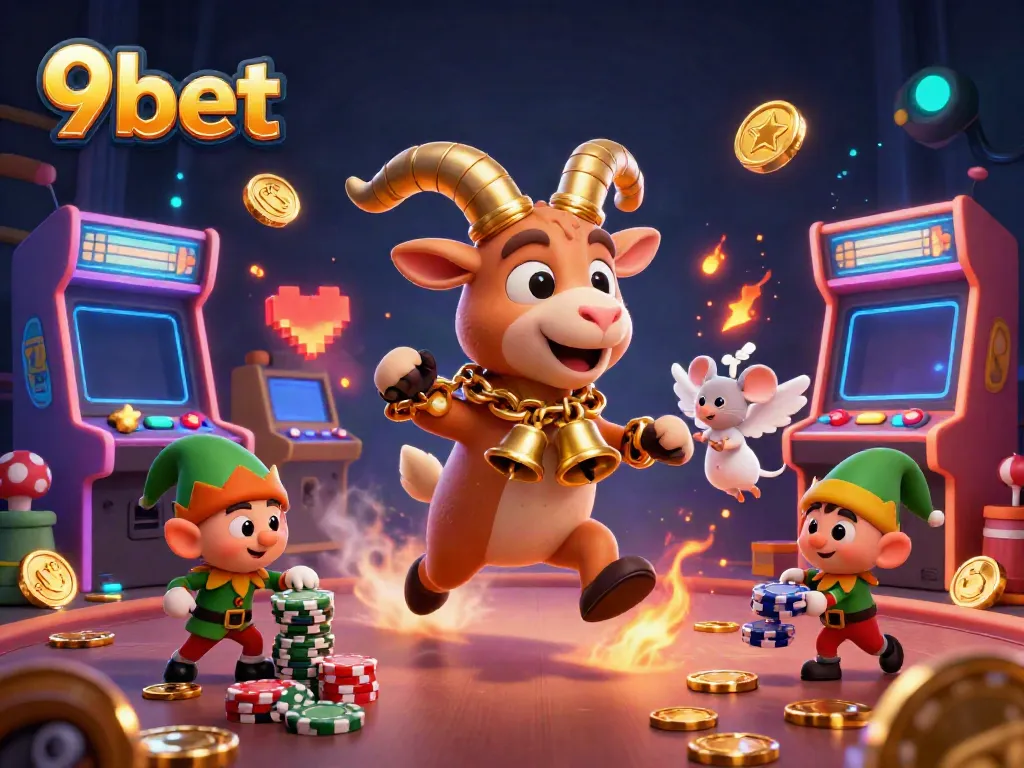 Win big today at 9bet with festive cartoon characters in a vibrant casino!