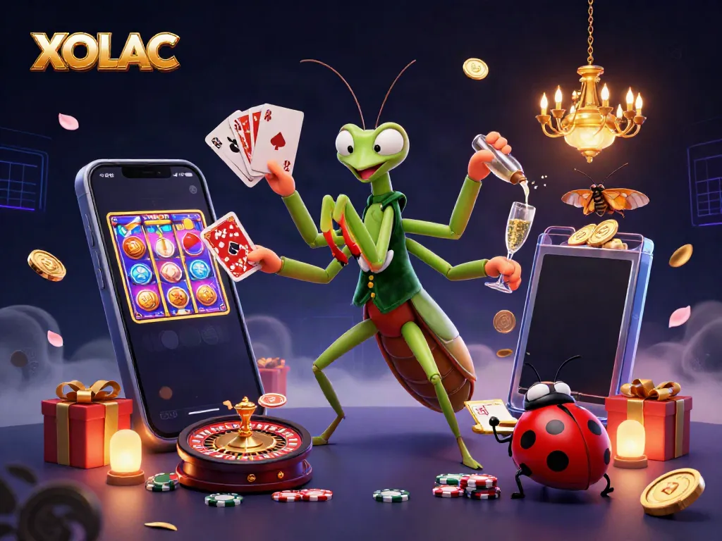 Experience the thrill of XOILAC gaming with vibrant characters and dynamic casino elements in a rich 3D rendering.