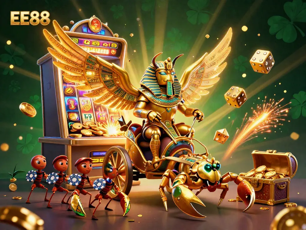 Experience thrilling gameplay at EE88 through vibrant, detailed 3D casino illustration showcasing rich gaming elements.