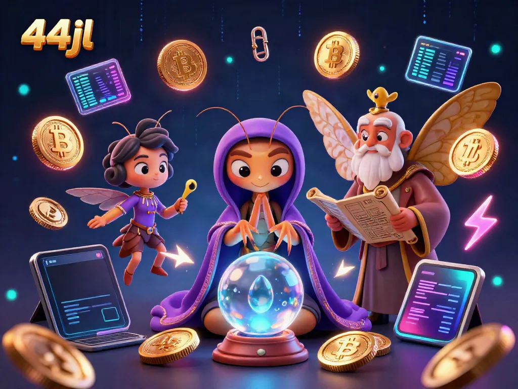 Engage in exciting experiences at 44jl Casino with vibrant 3D characters and crypto elements.