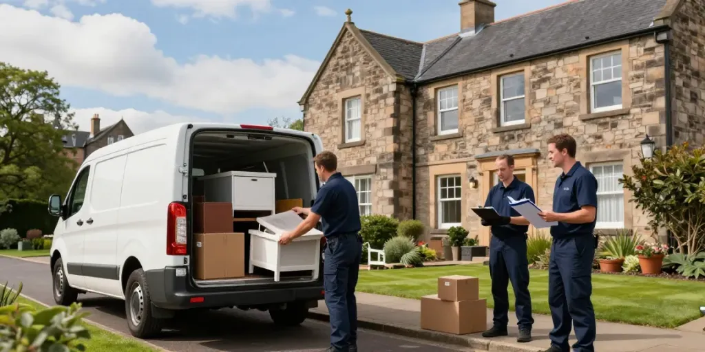 House clearance Edinburgh team loading furniture into a van with care and professionalism.