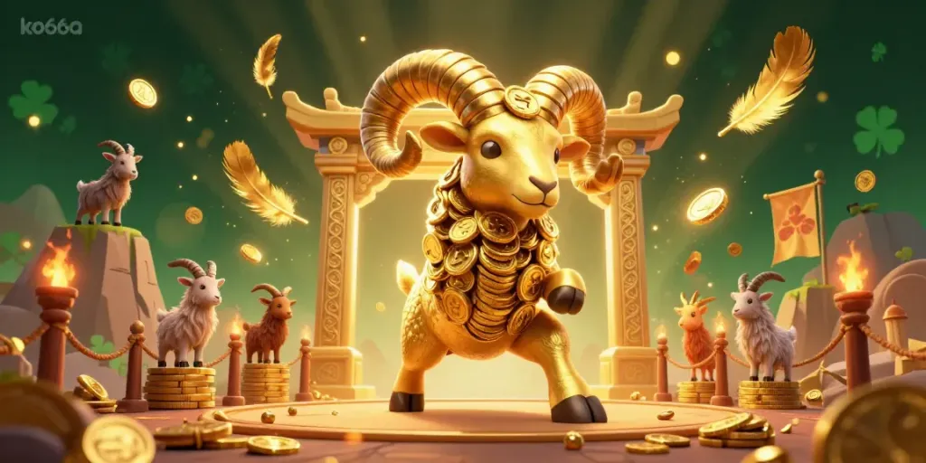 Experience thrilling gameplay with ko66a as a golden ram charges through a vibrant casino arena.