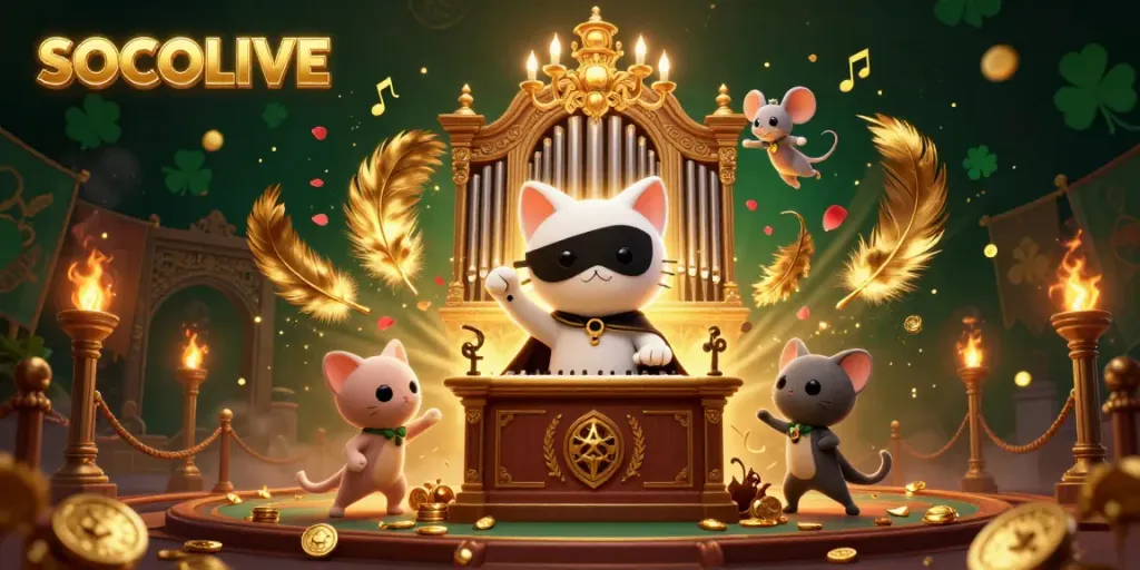 SOCOLIVE showcases high-energy gambling festivities with vibrant characters and rich casino elements