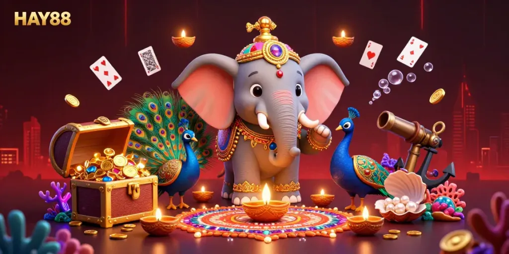 Experience excitement and wins with HAY88's vibrant casino offerings featuring energetic characters and casino elements.