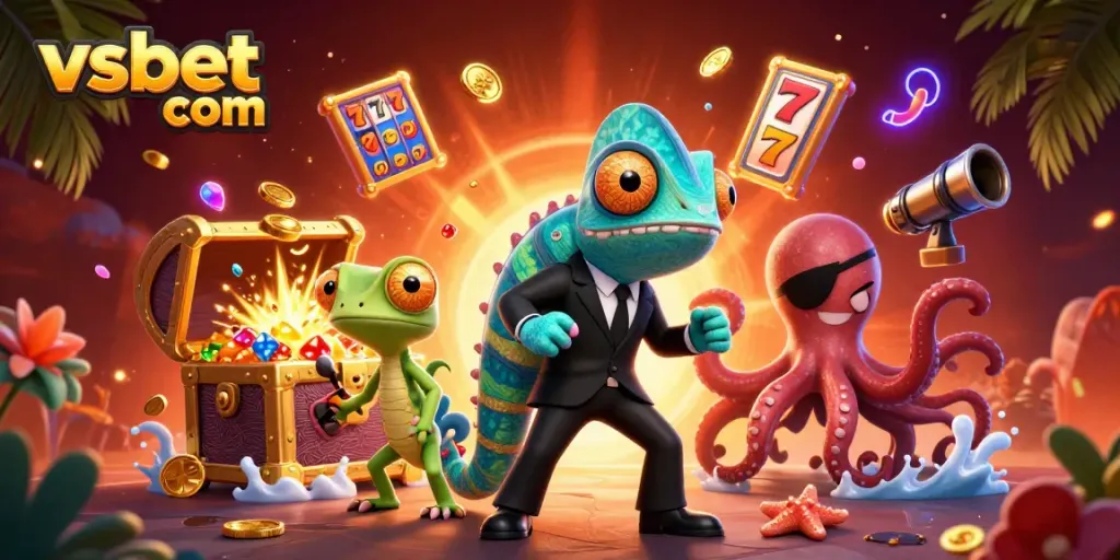 Experience epic gaming adventures and win big with vsbet com in this vibrant 3D casino scene.
