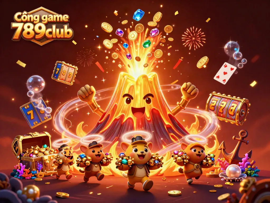 Experience the vibrant world of Cổng game 789club with treasure-filled volcano rewards and dynamic gaming elements.