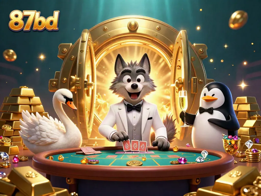 Experience the thrilling excitement of 87bd with elegant characters at a vibrant casino scene.