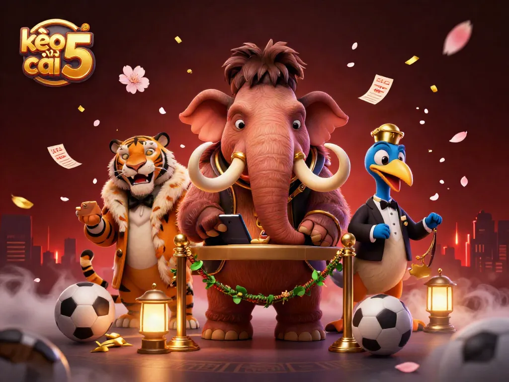 Experience kèo nhà cái 5 with a dynamic scene of a casino featuring vibrant characters and elements.