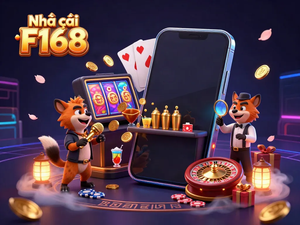 Experience the vibrant energy of Nhà cái F168 with a lively 3D casino club scene, featuring entertaining hyena characters.