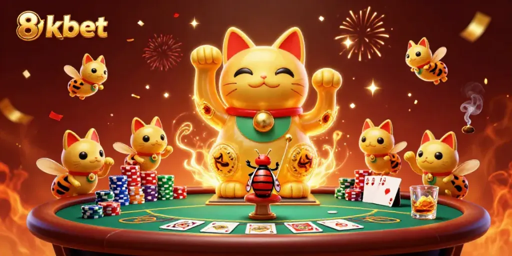 Experience thrilling wins with 8xbet's lucky cat and dynamic casino elements.