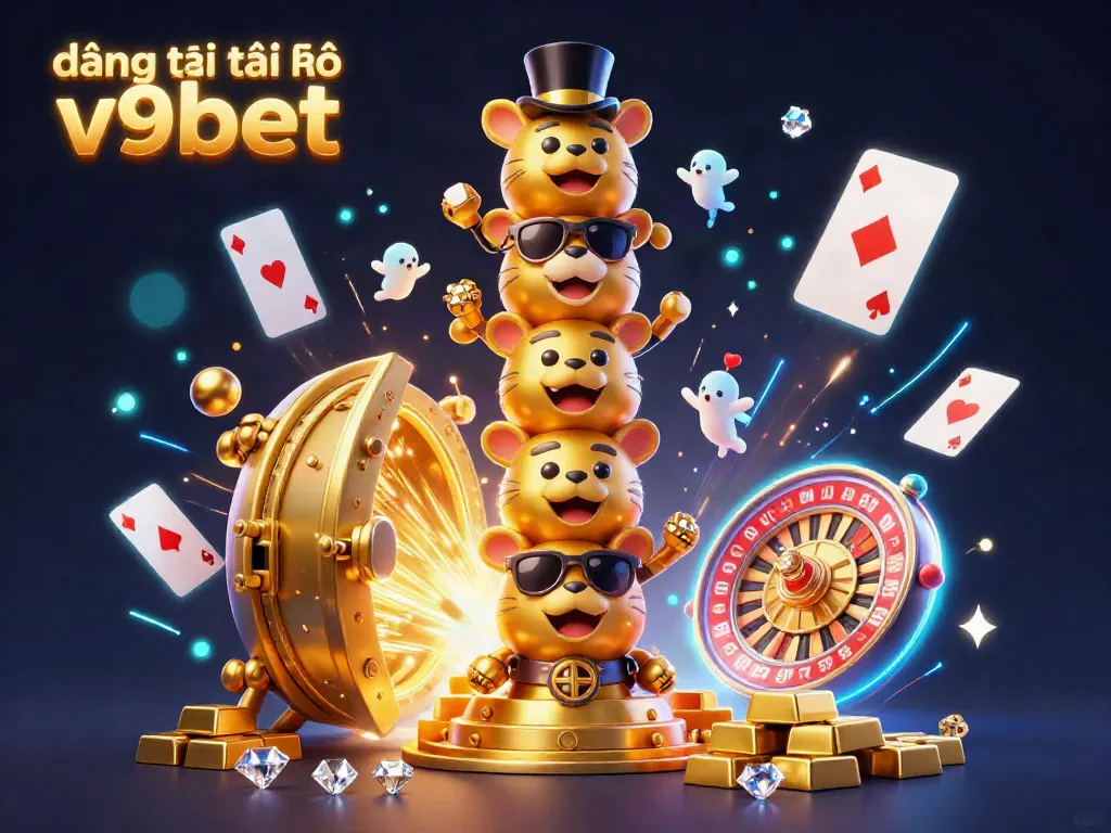 Engage with excitement by đăng ký tài khoản v9bet showcasing vibrant animated casino elements.