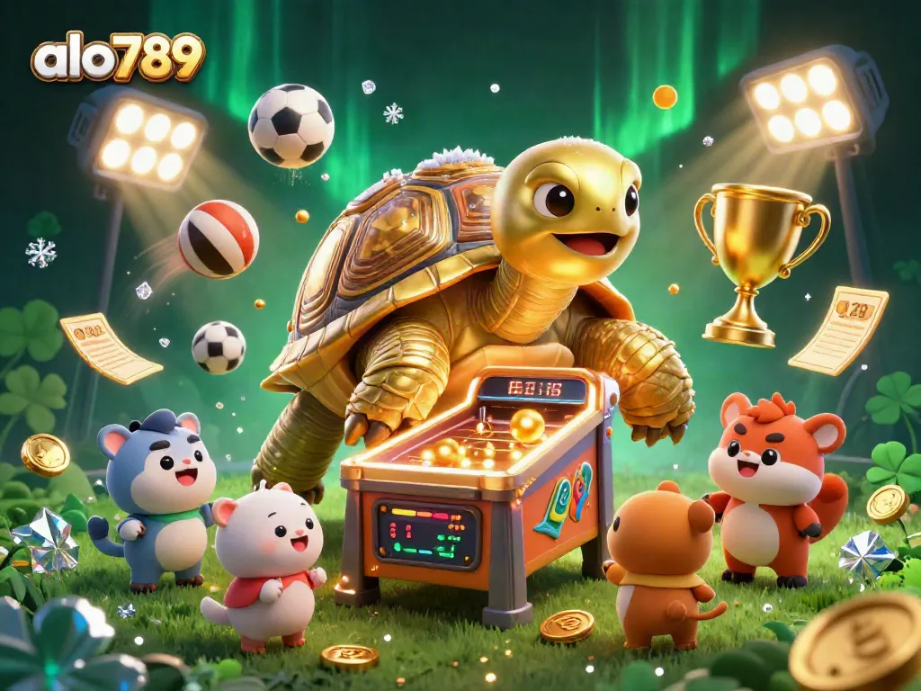 Alo789 features a dynamic casino scene with animated animals and vibrant gaming elements showcasing excitement.