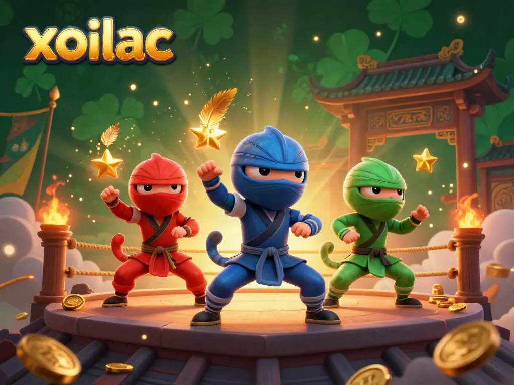 Xoilac delivers an exciting atmosphere of synchronized martial arts with colorful chameleons, gold coins, and a dynamic gambling environment.