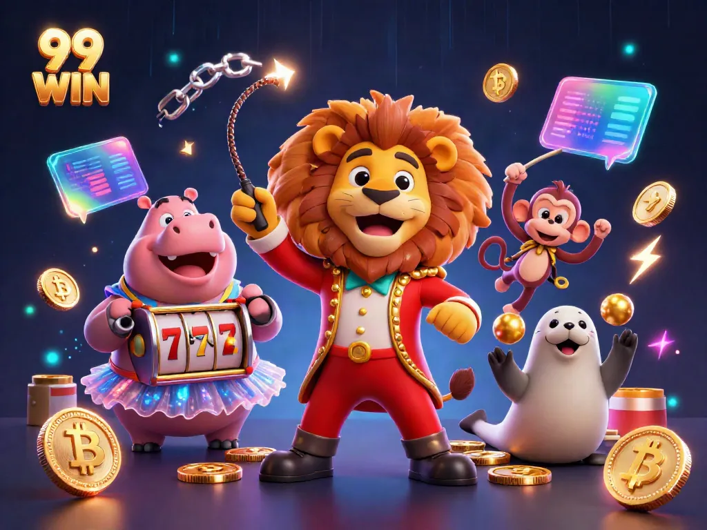 Experience thrilling gaming at 99 WIN with vibrant characters and casino elements in action!