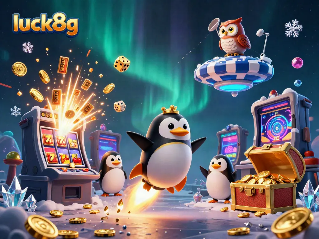 Join the fun at luck8g as the golden penguin prepares for a thrilling casino adventure!