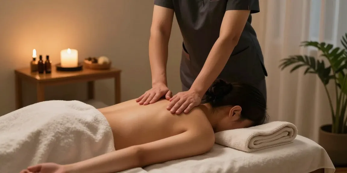 Professional 출장안마 session in a calming home environment with therapist and client.