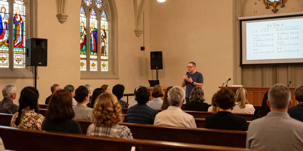 Church sound system installation in worship setting with vibrant ambiance and engaged congregation.