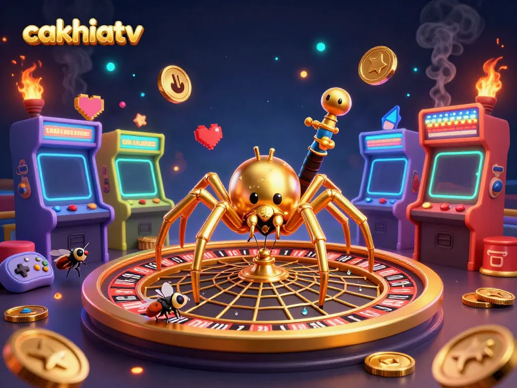 Experience thrilling gaming action with cakhiatv in this vibrant and dynamic 3D illustration.