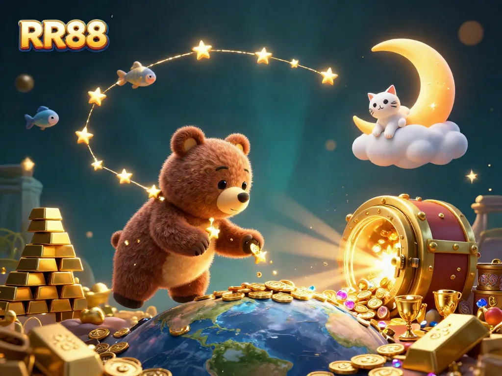 RR88 celebrates its vibrant casino experience with golden treasures, joyful characters, and thrilling moments.