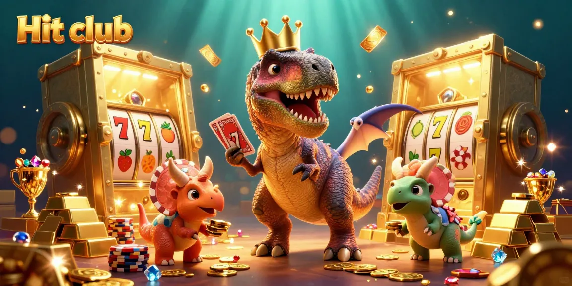 Hit club showcases exciting slots with T-Rex, pterodactyl, and triceratops in action.